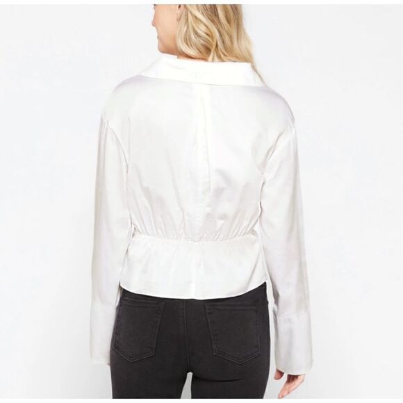 Modern Citizen Long Sleeve Twist Front Blouse in White NEW - Picture 3 of 8